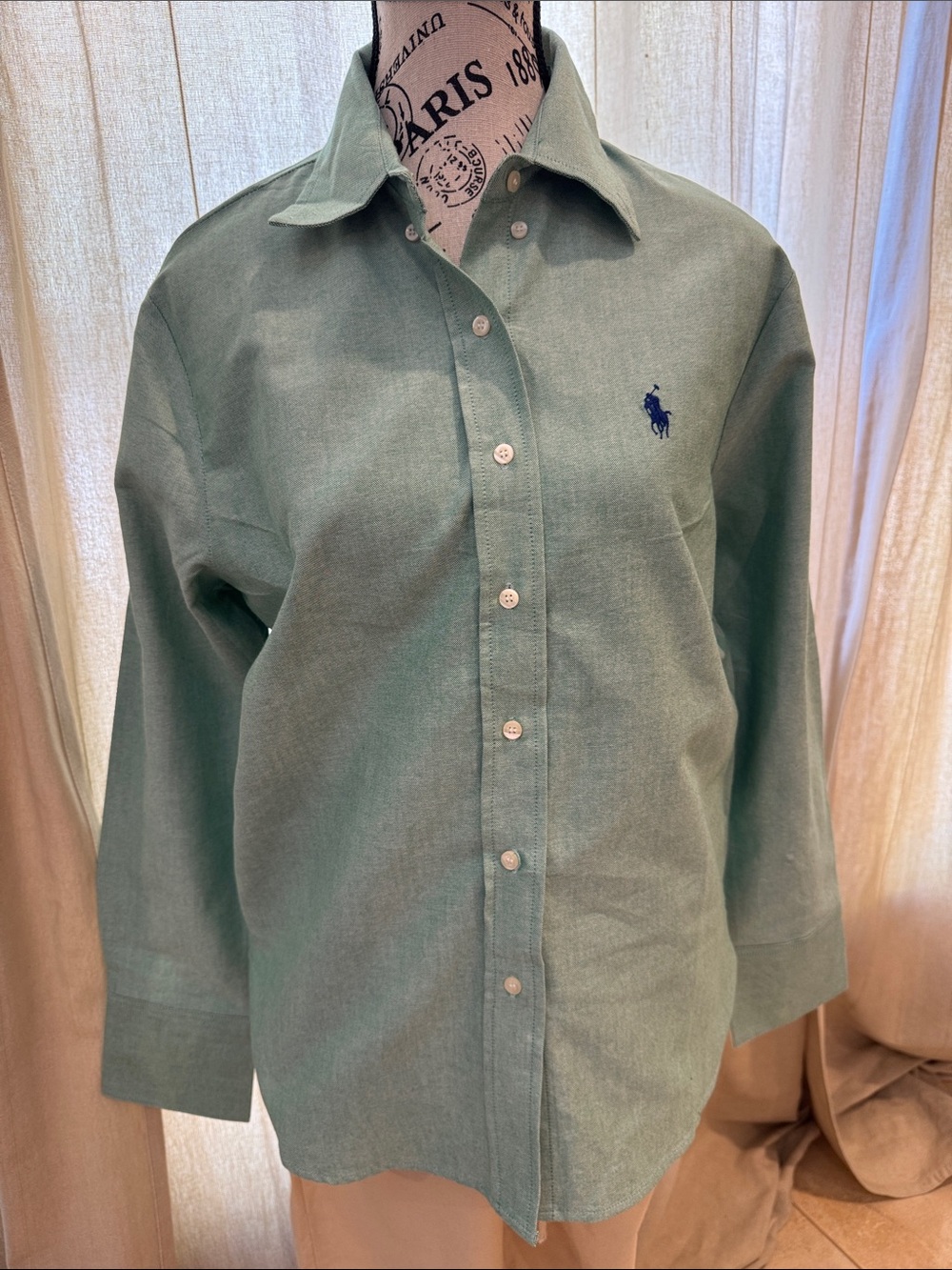 Polo by Ralph Lauren Men's Sage Green Button-Down Shirt factory defected.